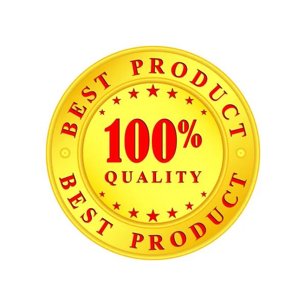 Gouden Medaillon Met Inscriptie Beste Product 100 Procent Kwaliteit — Stockvector