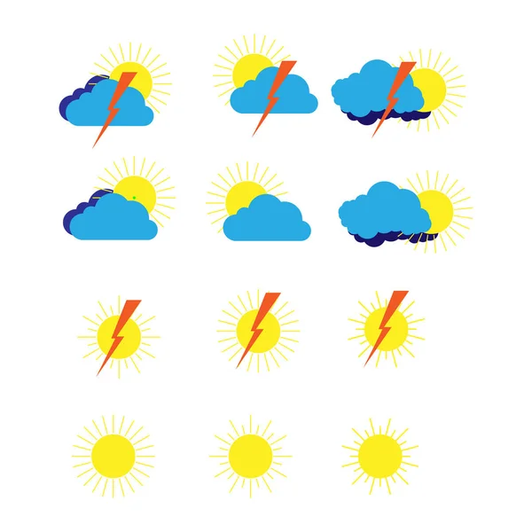 天气状况和天气预报的彩色符号集 — 图库矢量图片
