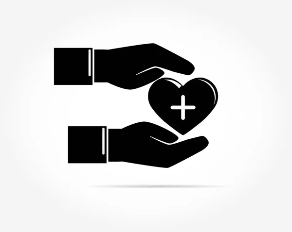 Σιλουέτα Της Καρδιάς Κλείσει Προσεκτικά Τις Δύο Παλάμες Των Χέρια — Διανυσματικό Αρχείο