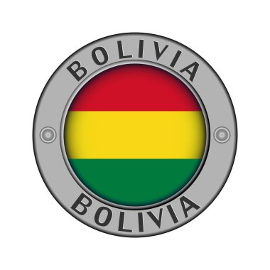 Bolivya ve ortasındaki yuvarlak bir bayrak ülke adı ile yuvarlak metal madalyon