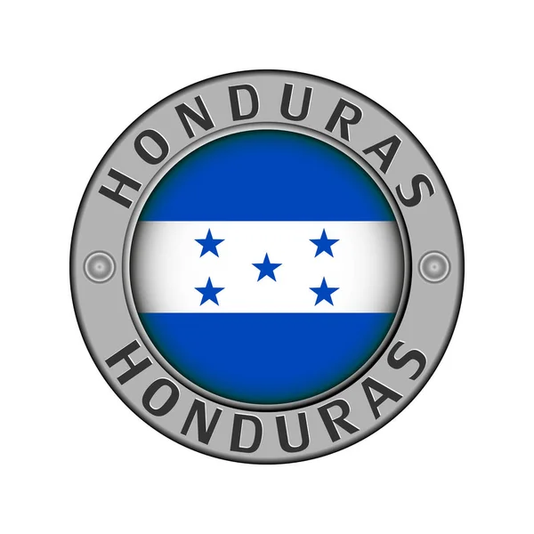 Metal Medallion Country Name Honduras Flag Center — Stock Vector