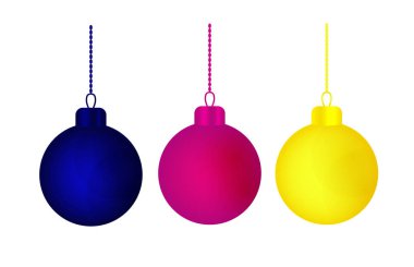 Üç renkli Noel topları tatil dekorasyon için