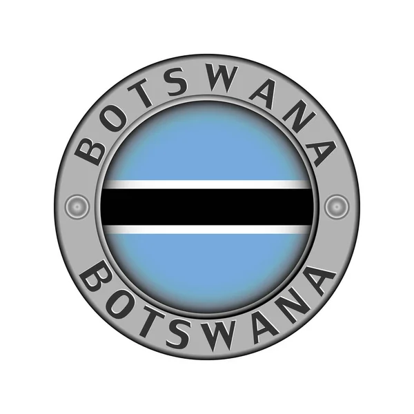 Medaglione Metallo Rotondo Con Nome Del Paese Botswana Bandiera Rotonda — Vettoriale Stock