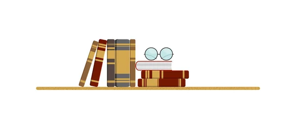 Table Top Stack Books Glasses — Stock Vector