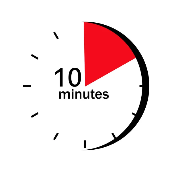 在时钟的表面标记红色部门10分钟 — 图库矢量图片
