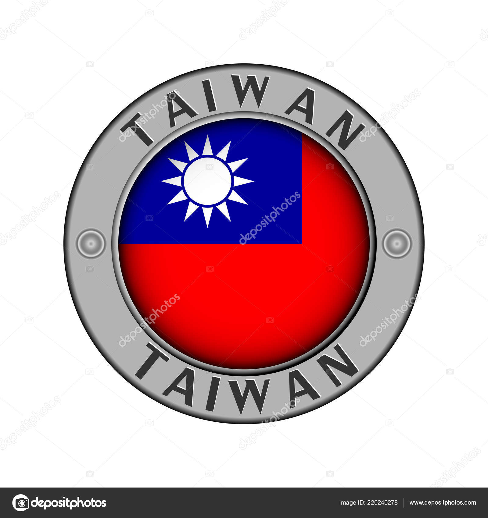 Metal Medallion Name Country Taiwan Flag Center — Stock Vector ...