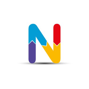 N harfi dört renkli oklar çizilir