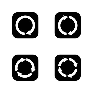 Bir daire bir siyah kare karşı kontur boyunca beyaz oklardan ayarla