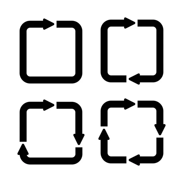 正方形の輪郭に沿って矢印のいくつかのオプションの設定 — ストックベクタ