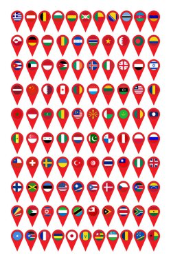 Dünya bir tanıtıcısında 102 bayrakları kümesi.