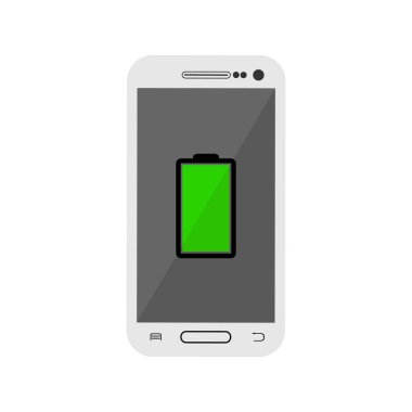 bir batarya tam dolu bir batarya ile akıllı telefon ekran gösterir.