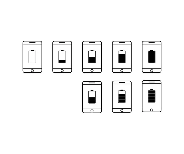 Contour Smartphone Avec Image Batterie Degré Charge — Image vectorielle