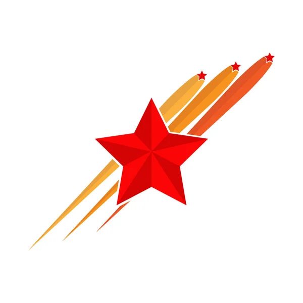Estrela Vermelha Cinco Pontas Fundo Três Raios Fogos Artifício — Vetor de Stock