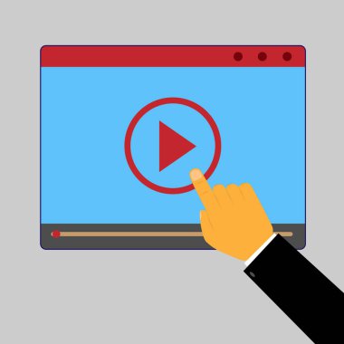 Erkek el video oynatıcı üzerinde start düğmesine istiyor.