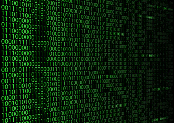 Işıklı numaraları farklı yerlerde siyah bir zemin üzerine yeşil ikili matris