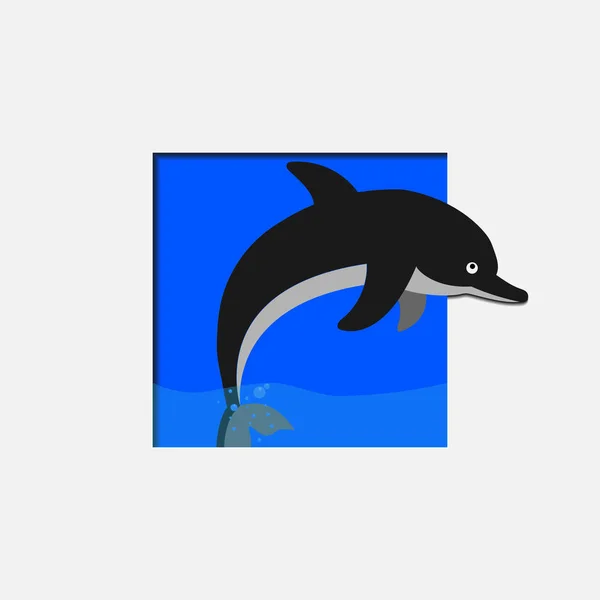 Dolfijn Springt Uit Het Aquarium Met Helder Water — Stockvector