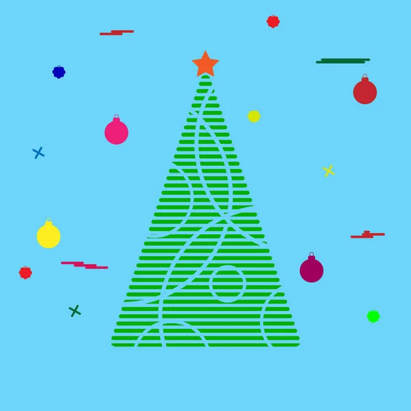 Silhueta Uma Árvore Ano Novo Com Decorações Festivas — Vetor de Stock
