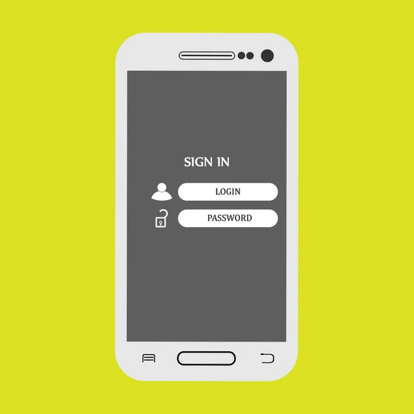 Kullanıcı Adı Şifre Girmek Için Smartphone Paneli Ekranda — Stok Vektör