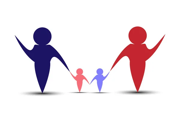 Imagem Conceitual Sobre Tema Das Relações Familiares Homem Mulher Crianças — Vetor de Stock