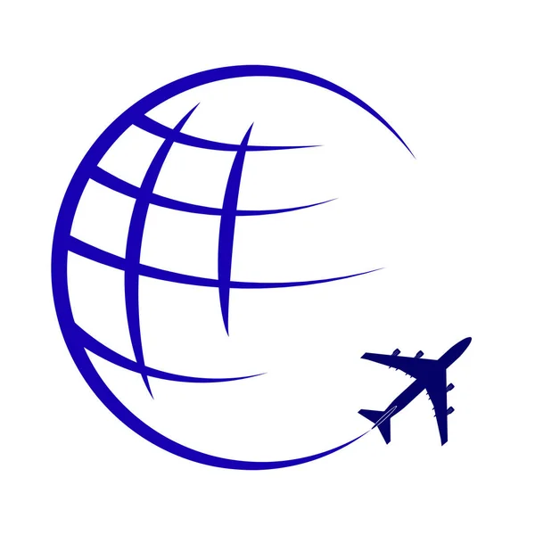 Logo Sul Tema Dei Viaggi Dei Voli Aerei Globali — Vettoriale Stock