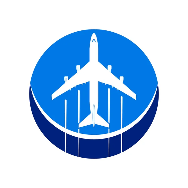 Logo Sobre Tema Aviação Transporte Aéreo Voo Avião Contra Fundo — Vetor de Stock