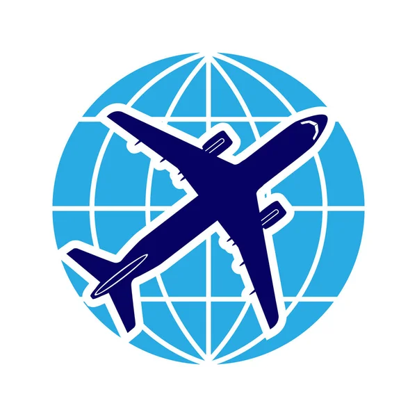 Logo Zum Thema Luftfahrt Luftverkehr Flug Des Verkehrsflugzeugs Und Der — Stockvektor