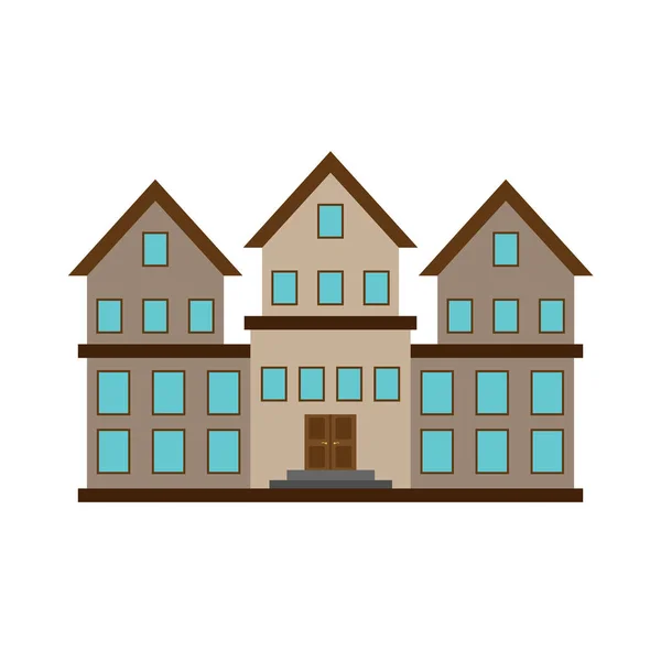 Цветная Икона Двухэтажного Административного Здания Крышей — стоковый вектор