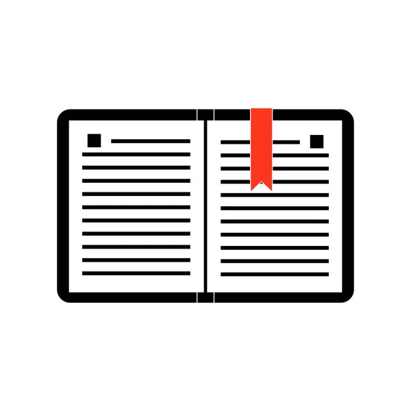 Icono Plano Del Libro Trabajo Simple Con Marcador Rojo — Vector de stock