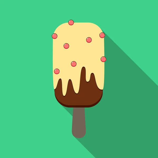 Crème Glacée Chocolat Avec Glaçage Vinaigrette Sur Bâton Ombre Longue — Image vectorielle
