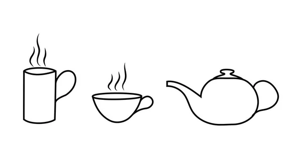 一个杯子的轮廓图像与杯子和茶壶 — 图库矢量图片