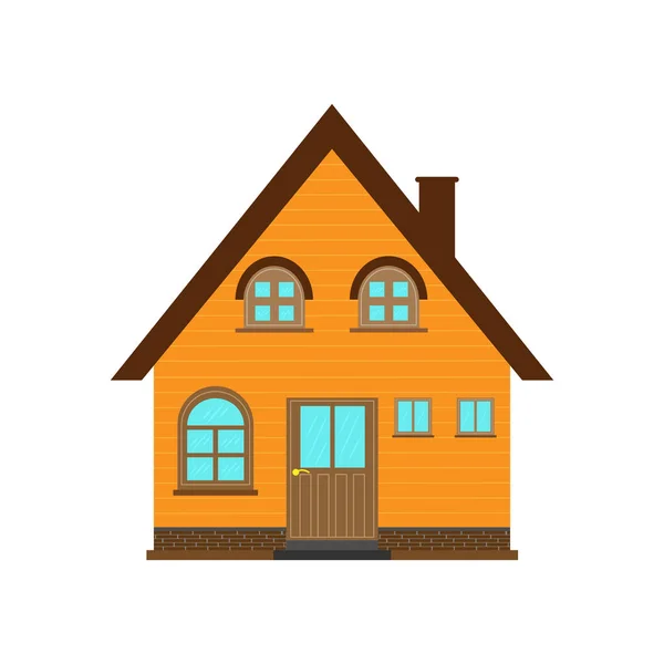 Дизайн Загородного Дома Фронтальной Крышей Плоский Стиль — стоковый вектор