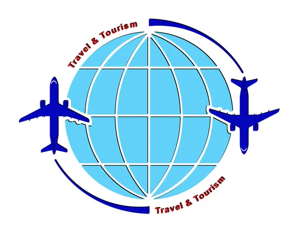 Logotipo Sobre Tema Aviação Turismo Viagens Transporte Aéreo Voo Avião — Vetor de Stock