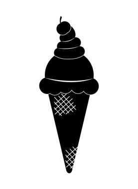 Dondurma waffle koni bir kiraz ile basit düz desen