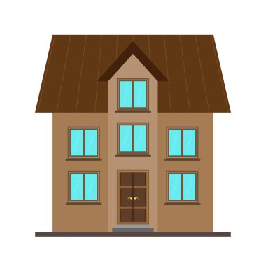 bir iki katlı ev, düz görüntü silüeti