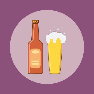 Hafif köpüklü gazlı içecek bir yüksek cam şişe renkli çizimi