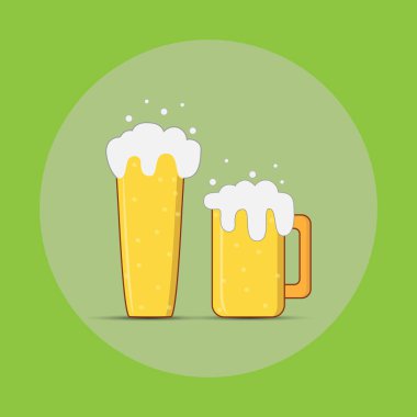 Kupa ve hafif köpüklü gazlı içecek bardak renkli çizimi