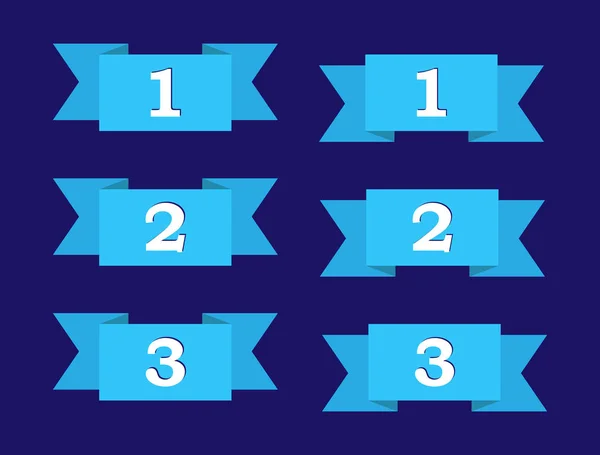 Lot Rubans Bleus Avec Numéros — Image vectorielle