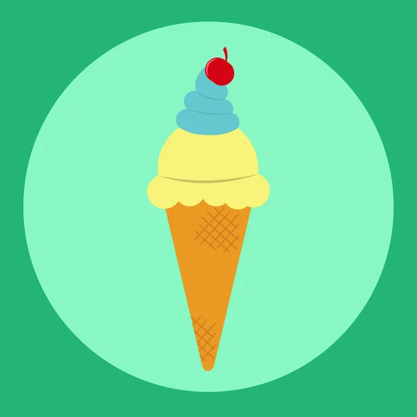 Paletas Con Una Cereza Cono Pastelería Gofres — Vector de stock