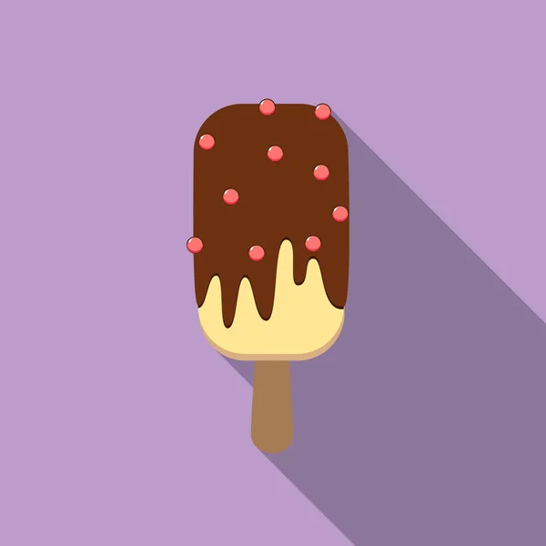 Crème Glacée Avec Glaçage Vinaigrette Confiserie Sur Bâton Ombre Longue — Image vectorielle