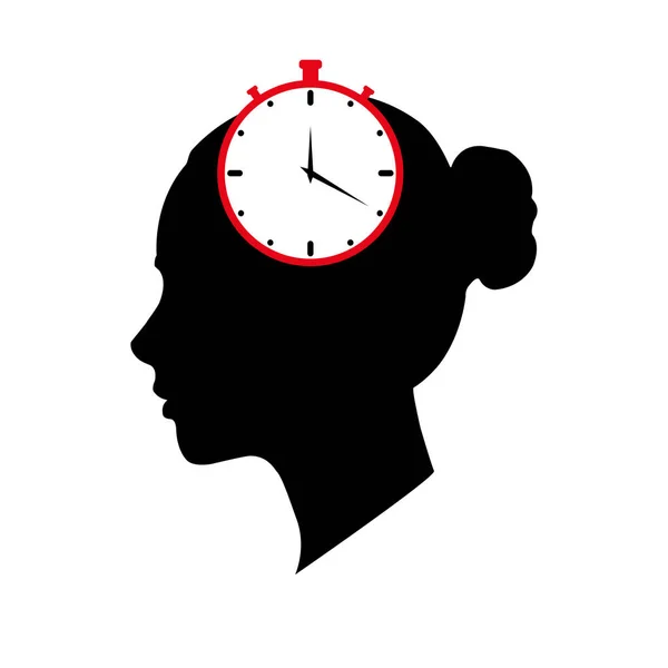 Silueta Una Mujer Cronómetro Cuenta Atrás Tiempo — Vector de stock