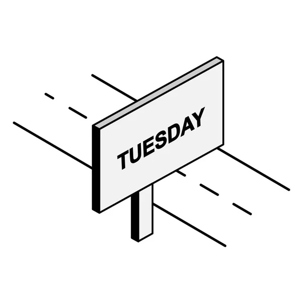 Billboard Road Inscription Tuesday — Stock Vector
