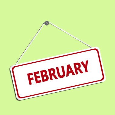 Vida üzerinde bir işareti bir zincir ve kelimeler ile Şubat kilitleniyor.