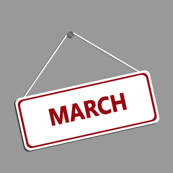 Σχετικά Βίδα Κρέμεται Μια Πινακίδα Μια Αλυσίδα Και Επιγραφή Μαρτίου — Διανυσματικό Αρχείο