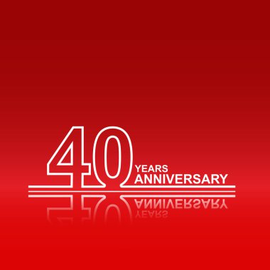 40 yıl yıldönümü, yansıması ile bir sayının kontur siluet