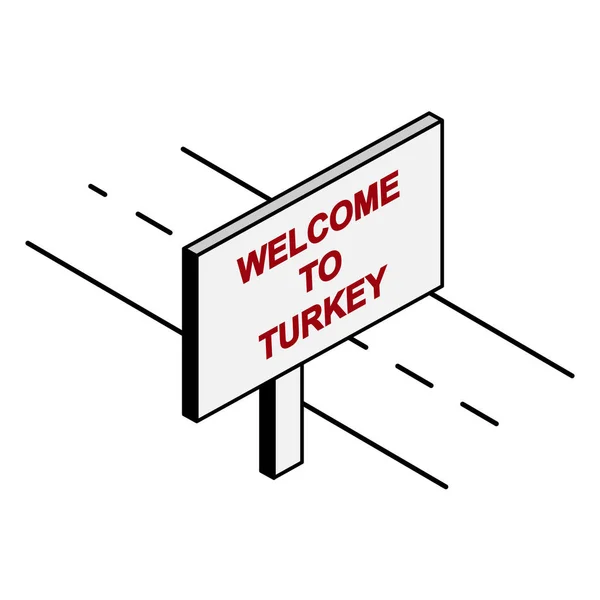 Billboard Road Con Iscrizione Benvenuti Turchia — Vettoriale Stock