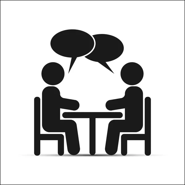 Простой Рисунок Два Человека Сидят Столом Разговаривают — стоковый вектор