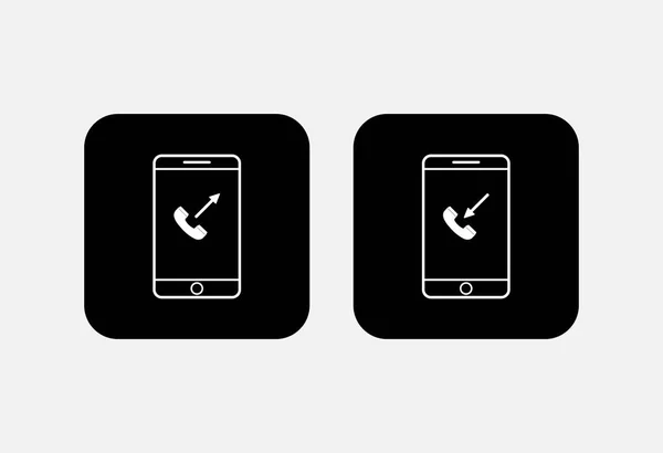 Черном Квадрате Контур Смартфона Силуэтом Телефона Исходящей Входящей Стрелкой — стоковый вектор