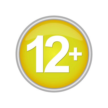 Bir yaş sınırlaması 12 yuvarlak renkli düğmesine+