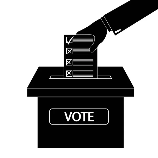 Männliche Hand Wirft Stimmzettel Die Wahlurne — Stockvektor