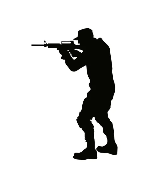 Ozbrojené Síly Silueta Vojáka Zbraní Ozbrojené Síly — Stockový vektor